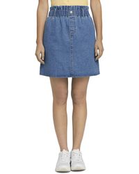 Tom Tailor - Denim Röcke Mini Jeansrock mit elastischem Bund Used Mid Stone Blue Denim,S,10119,6000 - Lyst