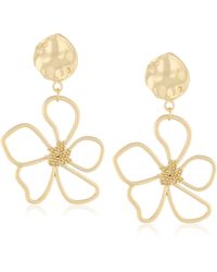 HIKARO - Wuliwuli 14k Gold Plated Matt Vintage Metal Texture Flower And Leaves Textured Statement Earrings With Stud For Valentines - Lyst