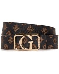 Guess - Faux Leather Belt With Rectangular Metal Buckle Black - Lyst