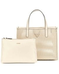 Guess - Handtas Schoudertas Brigitta 2 In 1 Tote Shell Beige - Lyst