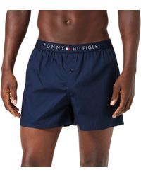 Tommy Hilfiger - Woven Boxer Icon Shorts - Underwear - Signature Waistband Elastic - Navy Blazer - Lyst