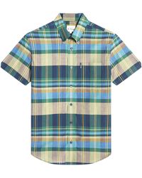 Ben Sherman - Short Sleeve Cotton Tartan Check Shirt In Green Size 3xl - Lyst