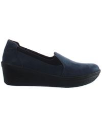 Clarks - Step Rose Moon S Wedged Slip On Casual Smart Shoes Uk 4 / Eu 37 Navy - Lyst
