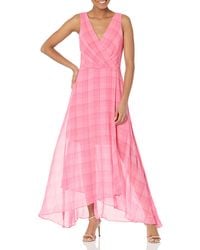 Tommy Hilfiger - Ärmelloses Phantom Plaid Chiffon Maxikleid Kleid - Lyst