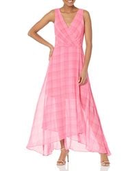 Tommy Hilfiger - Sleeveless Phantom Plaid Chiffon Maxi Dress - Lyst