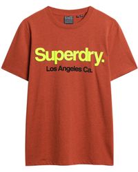 Superdry - Klassisches Core T-Shirt mit Logo und Waschung Arizona Orange Gesprenkelt XXXL - Lyst