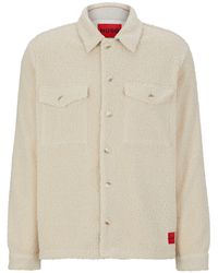 HUGO - Oversized-fit Overshirt In Faux Teddy With Logo Label - Lyst