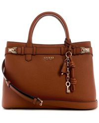Guess - Borsetta borsa a tracolla Gregoria Large Girlfriend Satchel Cognac marrone - Lyst