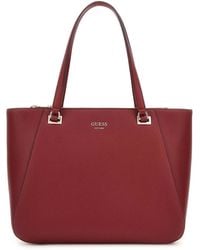 Guess - Sac à épaule sac shopper pour ordinateur portable Calebra Tote Rust Red rouge foncé - Lyst
