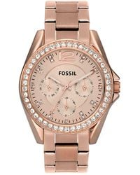Fossil - Riley Quartz Stainless Steel Multifunction Watch - Lyst
