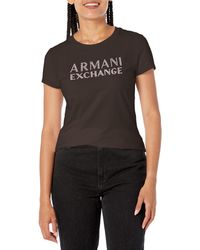 Emporio Armani - A | X Armani Exchange Stretch Cotton Embellished Logo Fitted Tee - Lyst