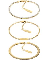 Calvin Klein - Set de 3 Pulseras para Mujer Colección CK TRIO en Oro Amarillo con Cristales - Lyst