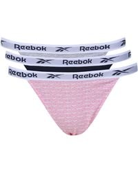 Reebok - Slips in Navy/Print/Grau | Bequeme Baumwolle und Microfaser-Taillenbund Fitness-Unterwäsche - Packung mit 3 - Lyst