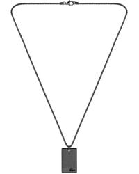 Lacoste - Jewelry Stencil Ionic Plated Black Steel Pendant Necklace - Lyst