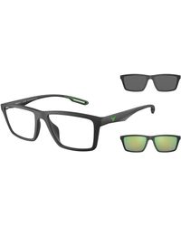 Emporio Armani - Ea4189u Universal Fit Prescription Eyewear Frames With Two Interchangeable Sun Clip-ons Rectangular - Lyst