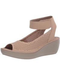 leather wedge sandals by clarks