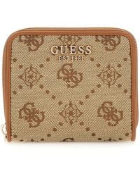 Guess - Neda Slg Zip Around Wallet S Latte Logo - Lyst