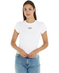 Tommy Hilfiger - T-shirt Donna iche Corte Essential Logo Scollo Rotondo - Lyst