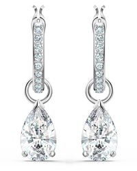 Swarovski - Attract Circle Pierced Earrings With Circle Cut Crystals And Matching Pavé On A Rhodium Plated Post With Butterfly Back Closure - Lyst