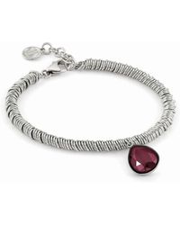 Nomination Allure Bracelet For Woman In Stainless Steel With Small Bordeaux Crystal. Lenght 19 Adjustable To 17 Cm. Made In Italy. - Metallic