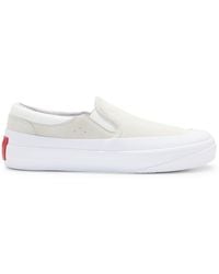 HUGO - S Dyer Slon Suede Slip-on Shoes With Signature Slogan Size 12 - Lyst