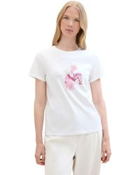Tom Tailor - Basic T-Shirt mit Blumen-Print - Lyst