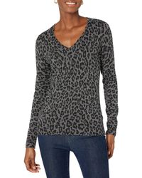 Amazon Essentials - Lichtgewicht V-hals Trui Grijs Heather Animal Print - Lyst