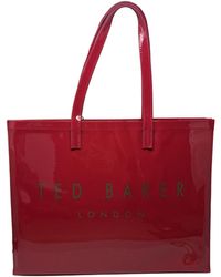 Ted Baker - Abbycon Branded Large Icon Tote Bag In Red Pvc - Lyst