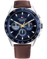 Tommy Hilfiger - Stainless Steel Quartz Watch With Leather Strap - Lyst