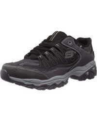 Skechers Leather Sport Afterburn Strike Memory Foam Velcro Sneaker in  Black/Black (Black) for Men - Lyst