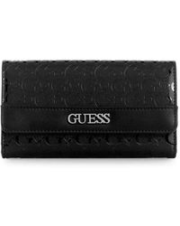 Guess - Factory Ellison Slim Clutch Wallet Black - Lyst