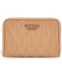 Guess - Geldbörse Valla Zip Around Wallet Beige Hellbraun - Lyst