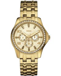 Guess - Ladies Watch Gold Tone Multi Dial Sports Collection W0147l2 - Lyst