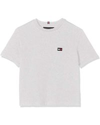 Tommy Hilfiger Essential Boxy Flag S/S Camiseta para Niños - Gris