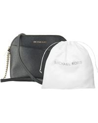 Michael Kors - Jet Set Travel Medium Leather Cross Dome Bag Crossbody Black Gold Bundle Dust Bag - Lyst