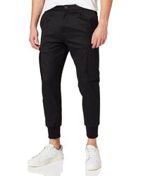 HUGO - S Glavin221 Cargo-style Slim-fit Trousers With Pleat Front Black - Lyst