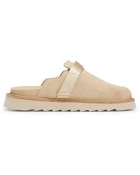 HUGO - S Syrax Slon Suede Slip-on Shoes With Buckled Strap Size 6 Light Beige - Lyst