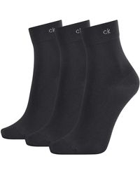 Calvin Klein Short Crew 3p Light Touch Juno Calcetines - Negro