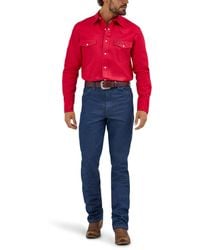 Wrangler - Authentic Cowboy Cut Work Western Long-sleeve Firm Finish Shirt,red,large - Lyst