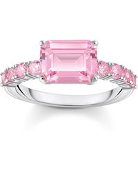 Thomas Sabo - Silver Solitaire Ring With Pink Zirconia Stones 925 Sterling Silver Tr2451-051-9 - Lyst