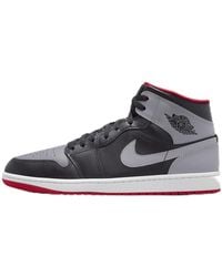 Nike - Air Jordan 1 Mid Shoes Black/cement Grey-fire Red Dq8426 006 - Lyst