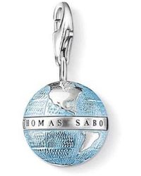 Thomas Sabo - -charm Pendant Globe Charm Club 925 Sterling Silver Blackened Blue 0754-007-1 - Lyst