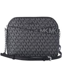 Michael Kors - Jet Set Travel Medium Dome Crossbody Bag Black Silver MK - Lyst