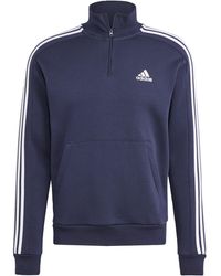 adidas - Essentials Fleece 3-stripes 1/4-zip Sweatshirt - Lyst