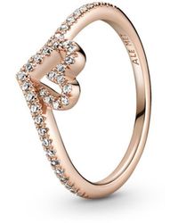 PANDORA - Rosé Sparkling Heart Ring 189302c01-54 Woman - Lyst