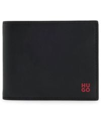 HUGO - Geldbörse Aus Leder Mit Rotem Stack-Logo - Lyst