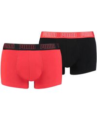 PUMA - Basic Trunk Boxershort 2er Pack red/Black - Lyst