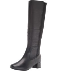clarks black leather knee high boots