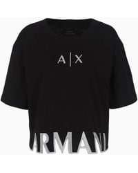 Armani Exchange - Armani Exchange Cutout-Botton aus Baumwolle T-Shirt - Lyst