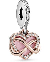 PANDORA - Moments 14k Rose Gold-plated And Sterling Silver Sparkling Infinity Heart Dangle Charm For Bracelet - Lyst
